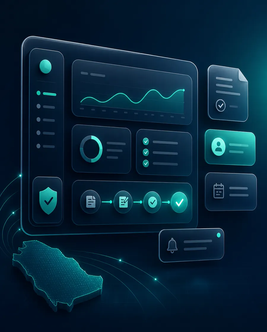 لوحة رقمية تمثّل متابعة المعاملات بدقة وأمان